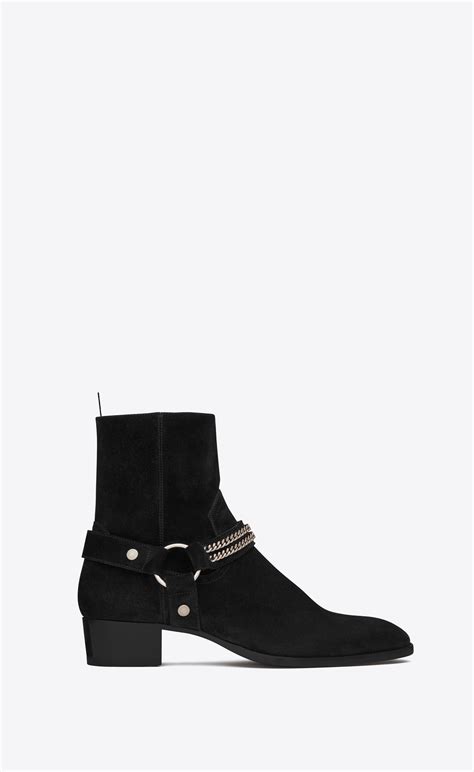 ysl black boots suede black|Boots .